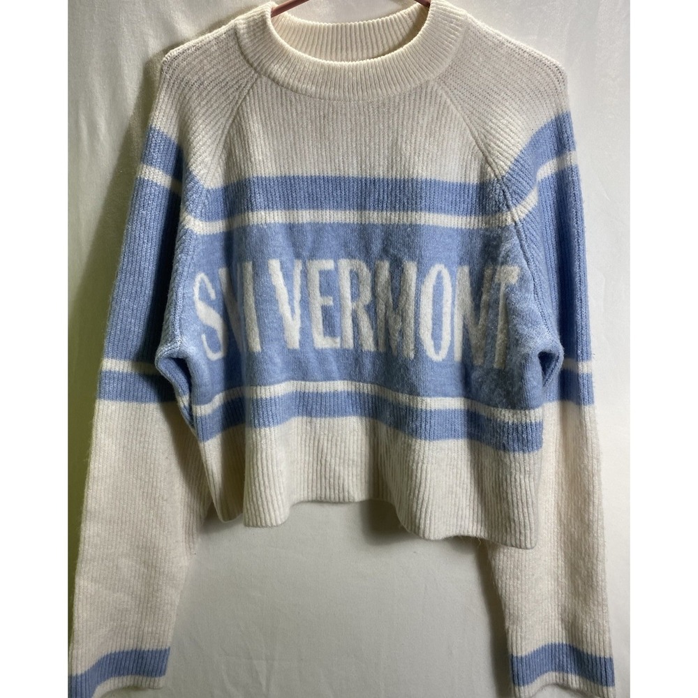 Y2K Forever 21 Crop Sweater Ski Women Small Vermont Color-block Very Soft
